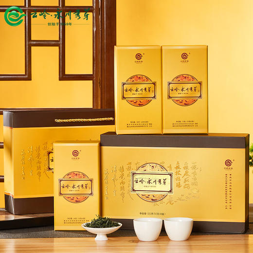 云岭茶业 永川秀芽2024新茶明前绿茶 高端(特川)茶叶礼盒装春茶重庆特产 天地盖礼盒150g 商品图1