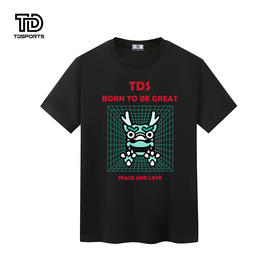 tdsports唐代运动潮牌国潮风龙年龙图案印花休闲圆领短袖上衣T恤