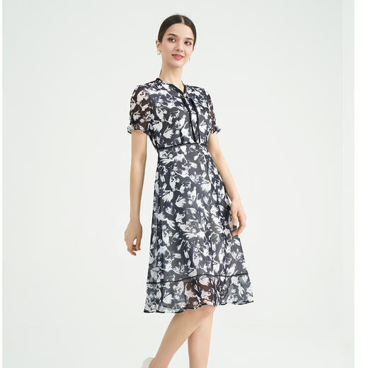 司歌雪纺水墨印花短袖连衣裙收腰国风EA891353X 商品图4