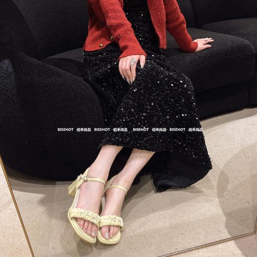 新品粗跟百褶饰扣时装凉鞋909B42587（W） 商品图1