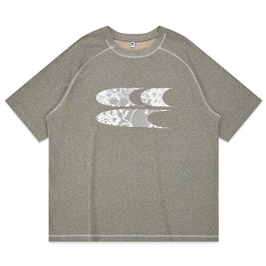 CryingCenter 海藻泥蕾丝3clogo灰调t恤圆领短袖 哭喊中心 商品图4