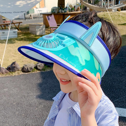 【儿童遮阳帽大帽檐】儿童亲子卡通款风扇帽 男女空顶防晒帽 夏季可充电帽子 商品图5