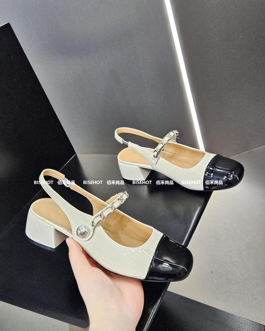 新品女士圆头拼接百搭时尚粗跟中空鞋762B42563（W） 商品图5