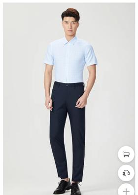 才子男装2024夏款千鸟格商务短袖衬衫