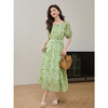 【专属特价】熙世界25夏季法式度假气质显瘦泡泡袖薄荷曼波绿色碎花连衣裙女 商品缩略图3