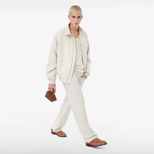 GCDS 男士字母徽标刺绣混纺棉质外套 米白色 A1CM2001TB115 商品图3