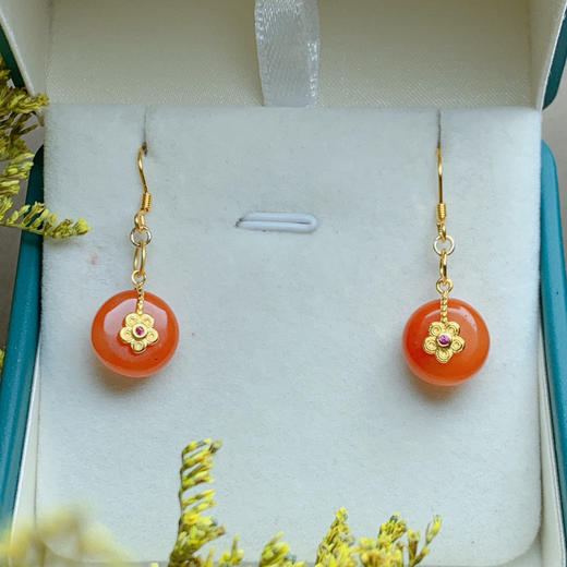 【云意轩】民族风设计天然南红耳坠耳饰 925银 商品图3