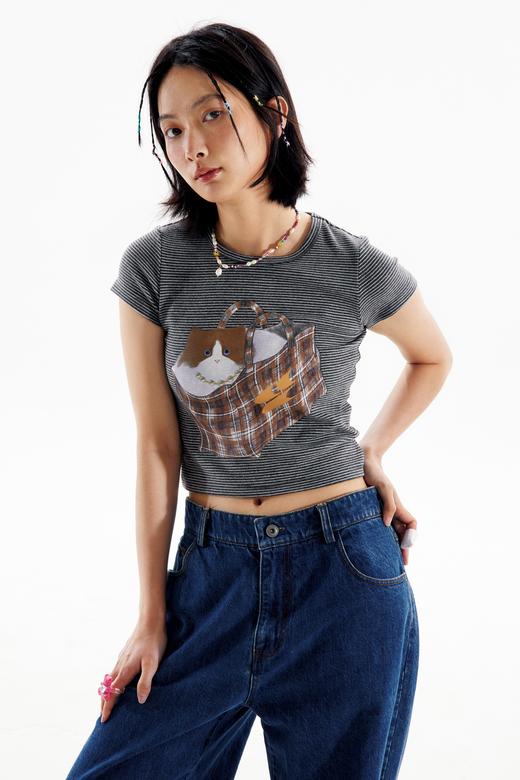 CryingCenter 袋装小猫条纹紧身T恤 哭喊中心 商品图2