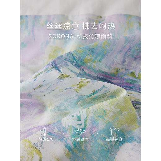 【五折购】【莫奈联名】熙世界名画睡莲印花T恤短袖夏艺术感时尚洋气上衣 商品图2