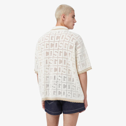 GCDS 男士字母徽标提花混纺棉质针织短袖衬衫 白色 A1CM2400KC515 商品图2