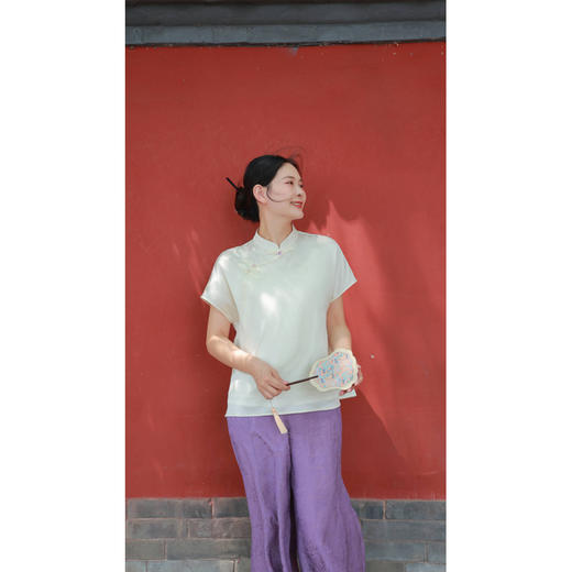 【抖音专属】小祥云-斜襟小衫（24708758云朵白） 商品图0