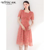 未风红色雪纺碎花连衣裙女夏2024年夏季新款女装气质法式收腰裙子 商品缩略图0