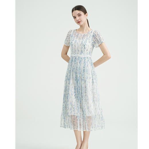 司歌刺绣优雅短袖连衣裙重手工精致A891386X 商品图0