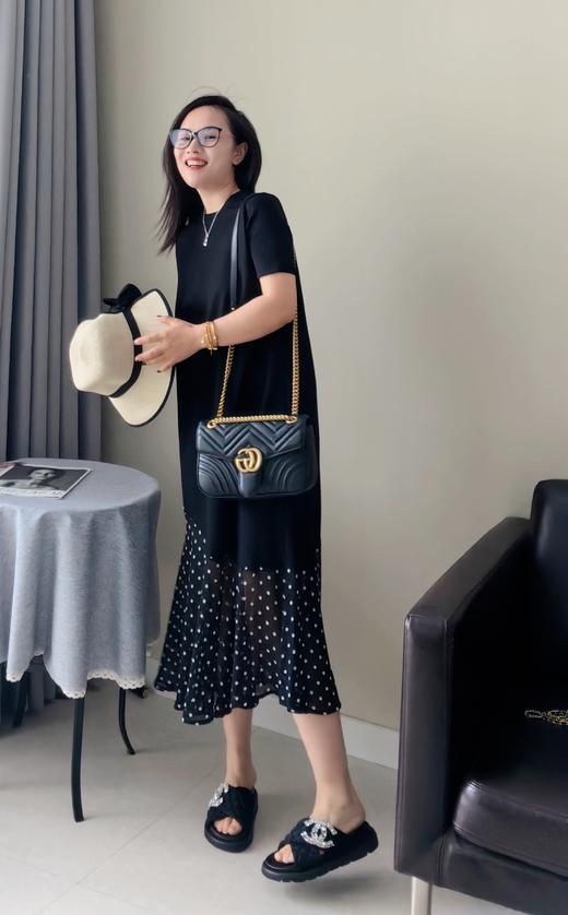 梦露波点拼接鱼尾连衣裙夏季优雅永不过时 商品图3