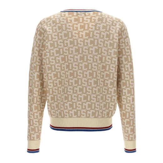 GCDS 男士字母徽标提花混纺棉质长袖针织衫 黄色 A1CM1508KB315 商品图1