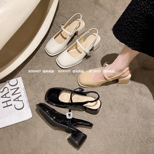 新品圆头漆皮粗跟百搭少女中空鞋909B42515（W） 商品图0