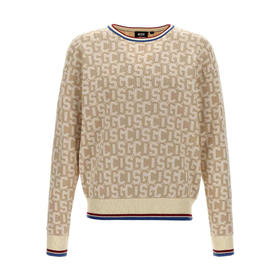 GCDS 男士字母徽标提花混纺棉质长袖针织衫 黄色 A1CM1508KB315