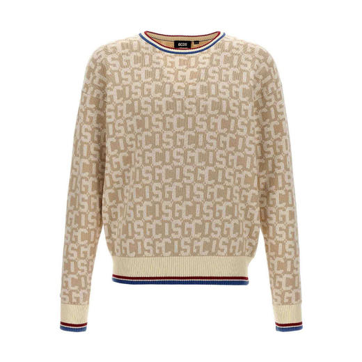 GCDS 男士字母徽标提花混纺棉质长袖针织衫 黄色 A1CM1508KB315 商品图0