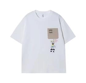 T1026夏季新款熊猫刺绣口袋男女情侣同款上衣百搭潮流休闲短袖T恤