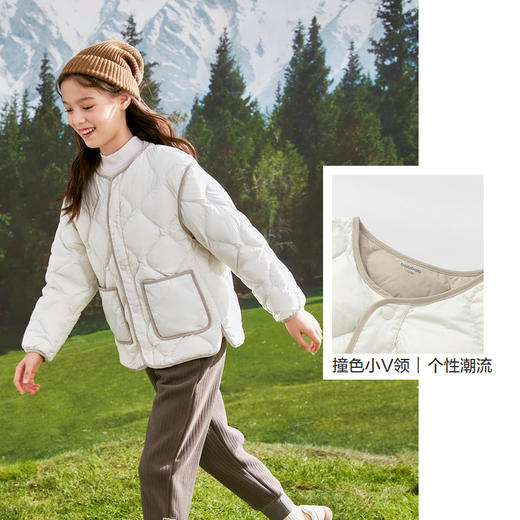 巴拉巴拉童装男童羽绒服秋冬季女小童中大童V领时尚保暖百搭外套 商品图3