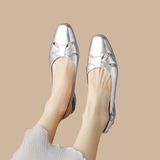 品质好货|Safiya/索菲娅2024新品夏季后空羊皮法式低跟凉鞋 SF42114728 商品图4