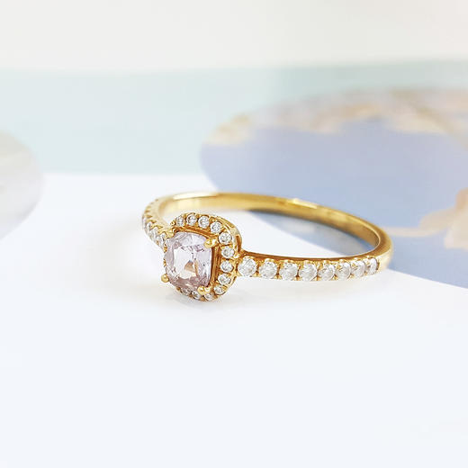 【天然正品】AU750黄金镶天然淡粉色尖晶石（健康、财富）戒指23号（戒圈可改）050224XY10+ 商品图2