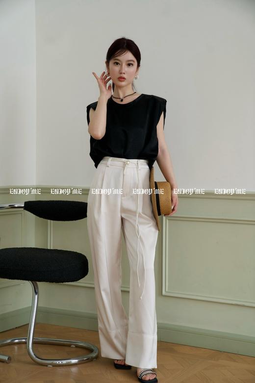 【门店同款】ENJOY夏季智性-珍珠扣腰带直筒裤 158146499 商品图7