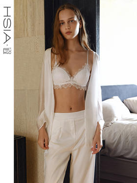 【郁金香】遐法式内衣女夏性感全蕾丝固定三角杯中小胸无钢圈文胸