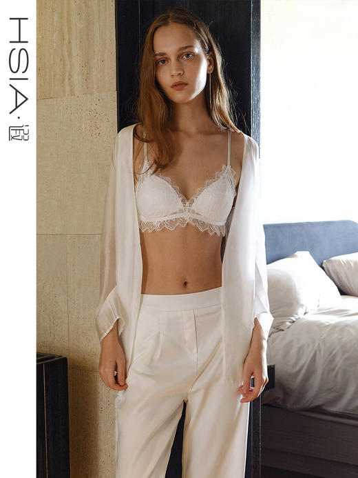 【郁金香】遐法式内衣女夏性感全蕾丝固定三角杯中小胸无钢圈文胸 商品图0