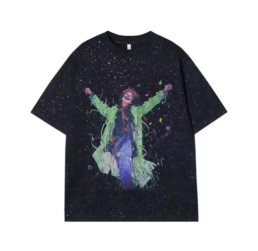 T1052夏季新款满天星小丑印花男女同款短袖百搭潮流休闲上衣宽松T恤 商品图1