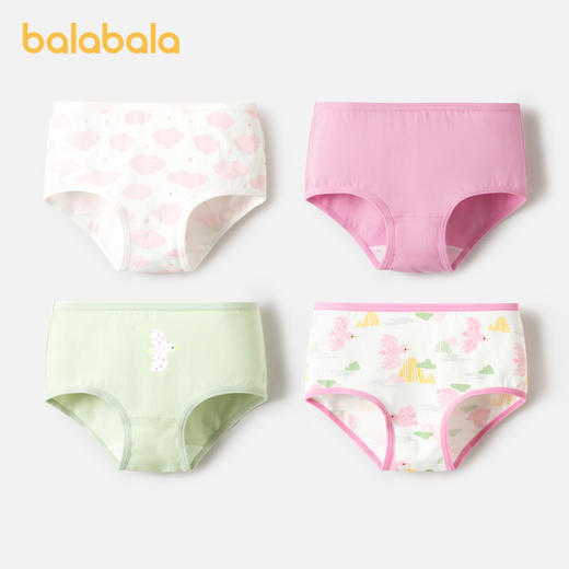 巴拉巴拉女童内裤棉平角a类小童宝宝三角短裤子亲肤萌甜美四条装 商品图0
