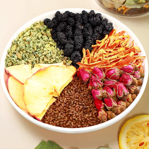 【宜昌助农馆】旭旦苹果玫瑰荷叶茶 重瓣玫瑰桑葚决明子袋泡茶女生夏日冲泡养生茶75g 商品图1