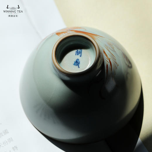 问鼎汝瓷鼎峰系列天青精工款小鸿声杯（年年有余） 商品图5