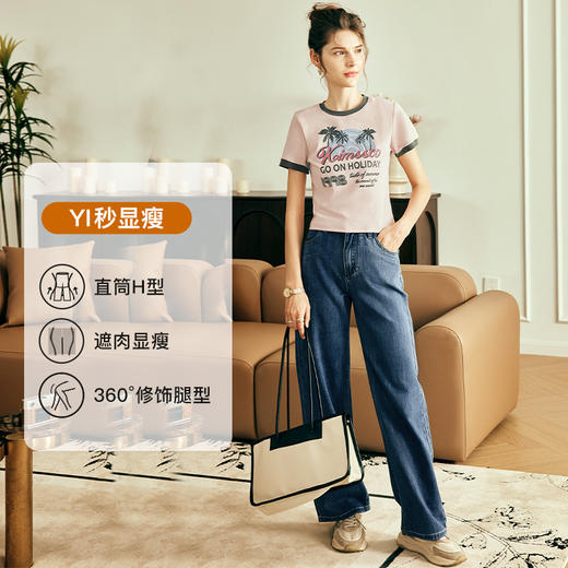 OLrain欧芮儿法式牛仔裤女夏季2023年新款复古高腰显瘦直筒长裤 商品图1