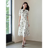 【专属特价】熙世界2025夏装新款中式墨竹碎花亚麻连衣裙高级感复古国风裙子 商品缩略图3