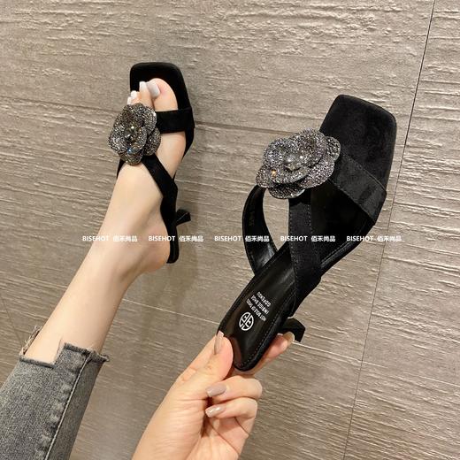 新品细跟女士山茶花时尚女拖鞋845B42602（W） 商品图3