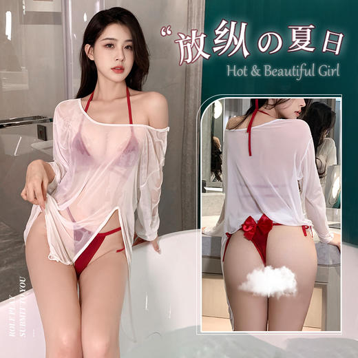 霏慕 蝴蝶饰臀系带比基尼套装6305 商品图0