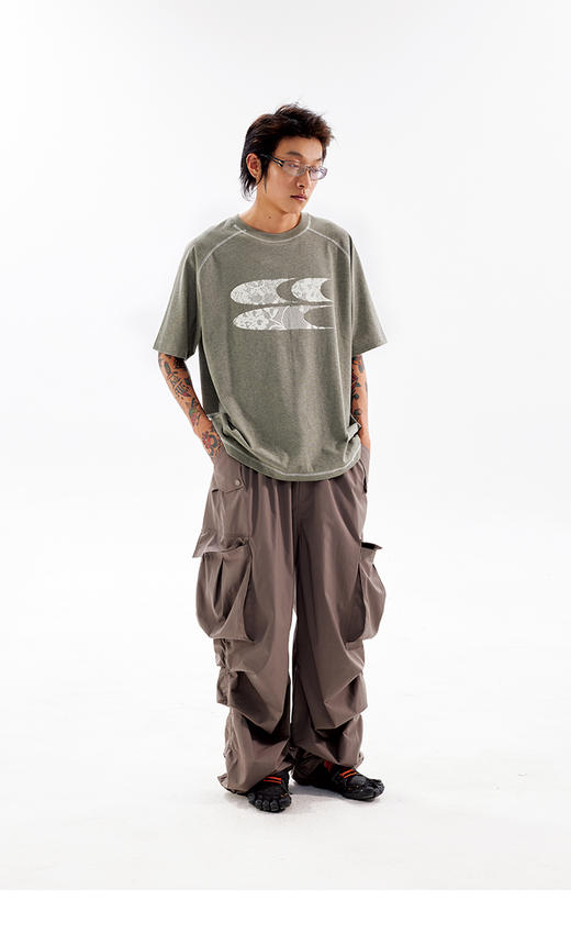 CryingCenter 海藻泥蕾丝3clogo灰调t恤圆领短袖 哭喊中心 商品图1