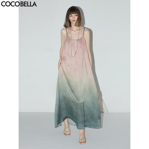 COCOBELLA度假风渐变晕染吊带裙夏手工编织肩带连衣裙FR7057 商品图2