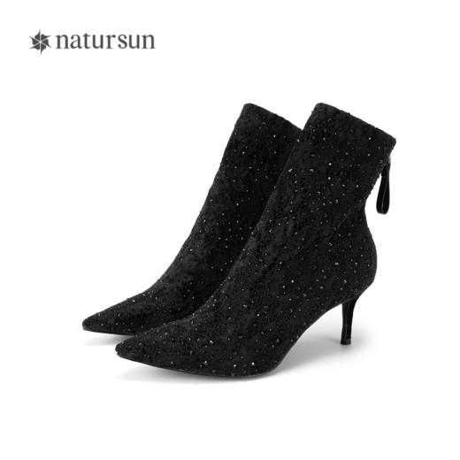 natursun细跟时装靴秋冬季时尚气质短靴尖头显瘦高跟靴女N24541882 商品图4