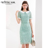 未风绿色蕾丝连衣裙女夏2024夏季新款娃娃领气质优雅减龄短袖裙子 商品缩略图0