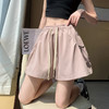 2024春夏新款花瓣短裤女高腰显瘦运动休闲薄款外穿阔腿系带五分裤_HLY 商品缩略图3
