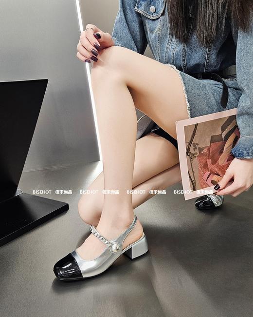 新品女士圆头拼接百搭时尚粗跟中空鞋762B42563（W） 商品图4