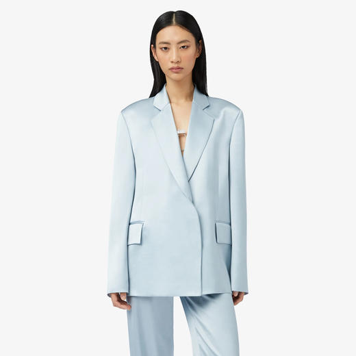 GCDS 女士超大号缎面西装外套 蓝色 A1CW0801TA370 商品图1