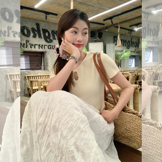 <曾小咸推荐>【夏日悸动】浅黄色T恤+休闲裤+半身裙 商品图3