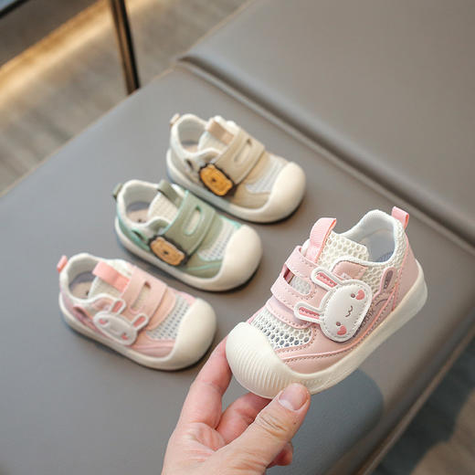 【夏日清凉，单网透气~】软面软底婴儿鞋 网面透气儿童学步鞋 男宝宝机能鞋 女童单魔术贴凉鞋-QQ 商品图0