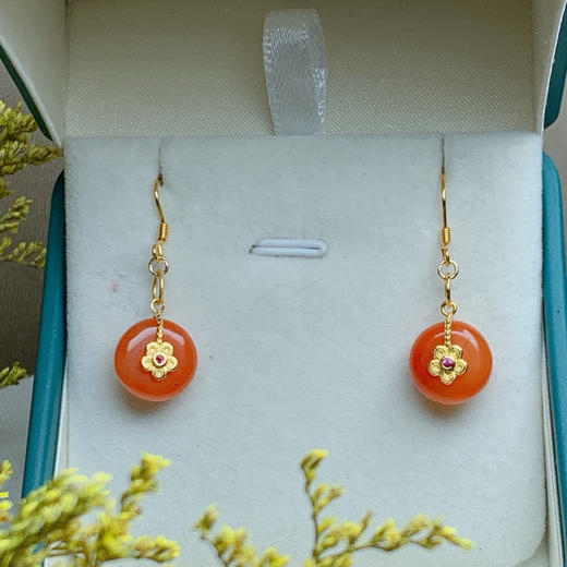 【云意轩】民族风设计天然南红耳坠耳饰 925银 商品图2