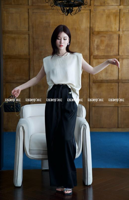【门店同款】ENJOY夏季智性-珍珠扣腰带直筒裤 158146499 商品图6