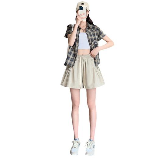 2024春夏新款花瓣短裤女高腰显瘦运动休闲薄款外穿阔腿系带五分裤_HLY 商品图4