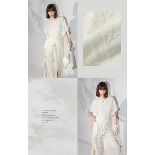 COCOBELLA[竹叶提花]新中式蝙蝠袖针织衫松弛感舒适上衣TS7019-6 商品图1